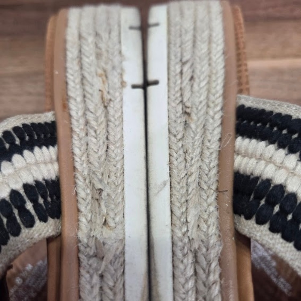 Baretraps Bliss Platform Slide Sandals Women 8.5M Black Cream Striped Espadrille - Picture 12 of 13